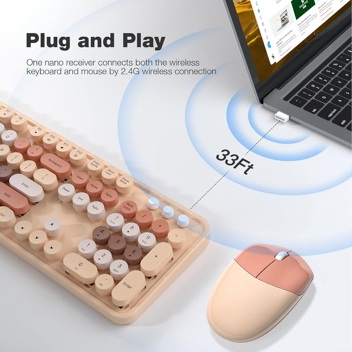 KNOWSQT - Combo de teclado y mouse inalámbrico - Teclados de tamaño...