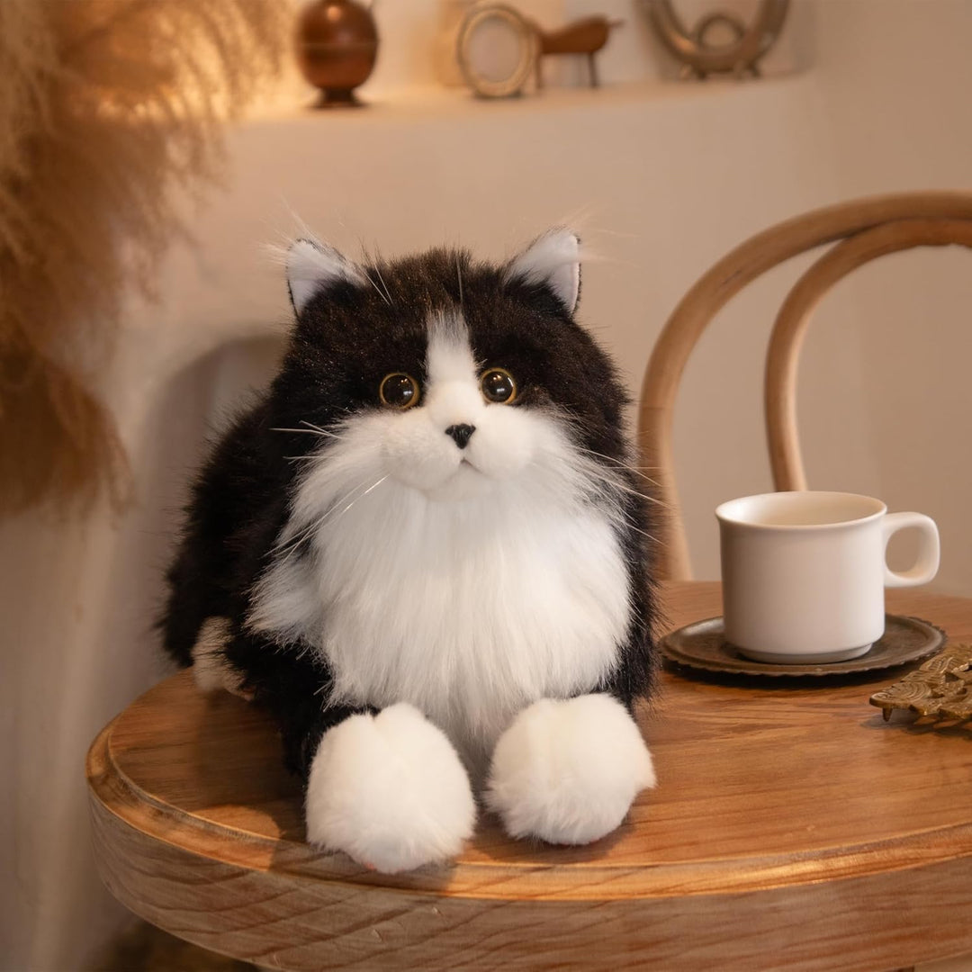 Chongker Animales de peluche hechos a mano con forma de gato realis...