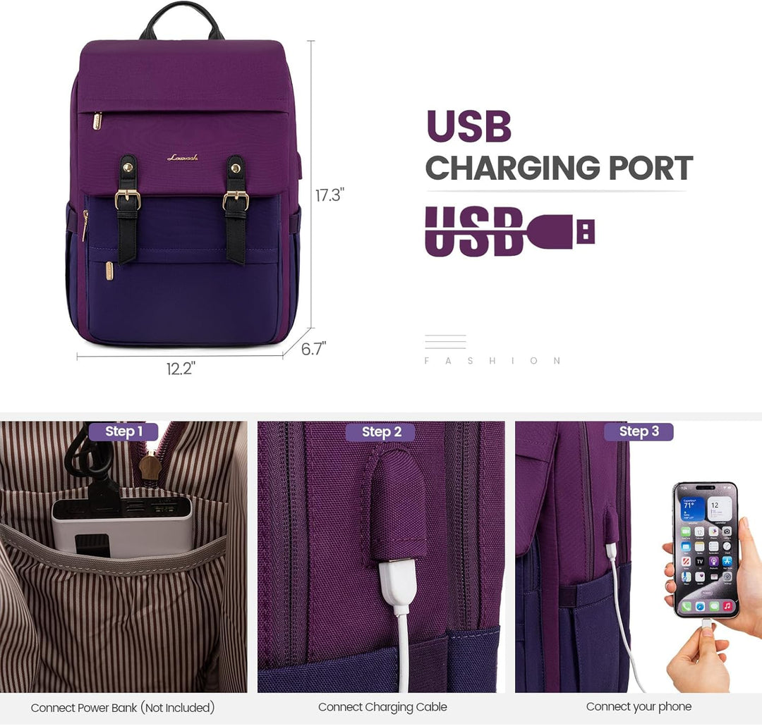LOVEVOOK Mochila para computadora portátil para mujer, mochila de v...