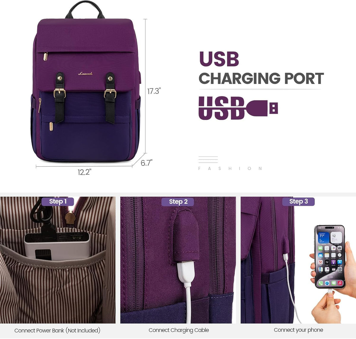 LOVEVOOK Mochila para computadora portátil para mujer, mochila de v...
