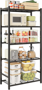 Estantes de almacenamiento, estantería de metal de 5 niveles con 120 libras por estante, pies niveladores, estante de almacenamiento para garaje, cocina, despensa, armario, 24 x 12.2 x 61.1