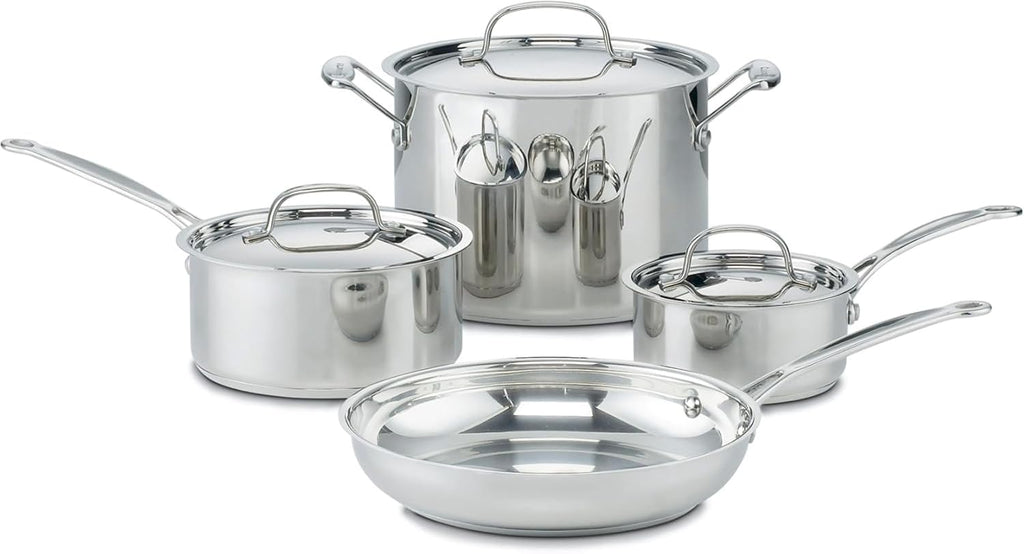 Cuisinart Chef's Classic 77-7P1 - Juego de ollas y sartenes de acero inoxidable, 7 piezas, 77-7P1