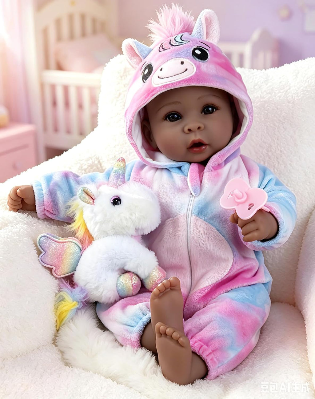 Aori Muñeca de bebé realista de 17 pulgadas, muñeca real negra en traje de