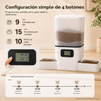 Comedero Automático para 2 Gatos y Perro Pequeño, 6L Gran Capacidad para Comida Seca