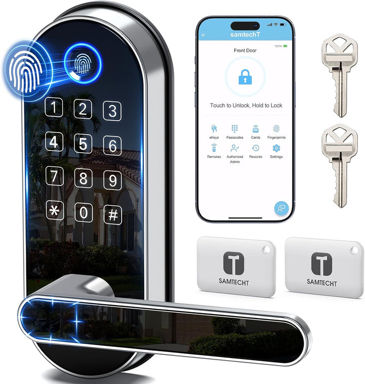 Cerradura inteligente de huellas dactilares Bluetooth con mango y t...