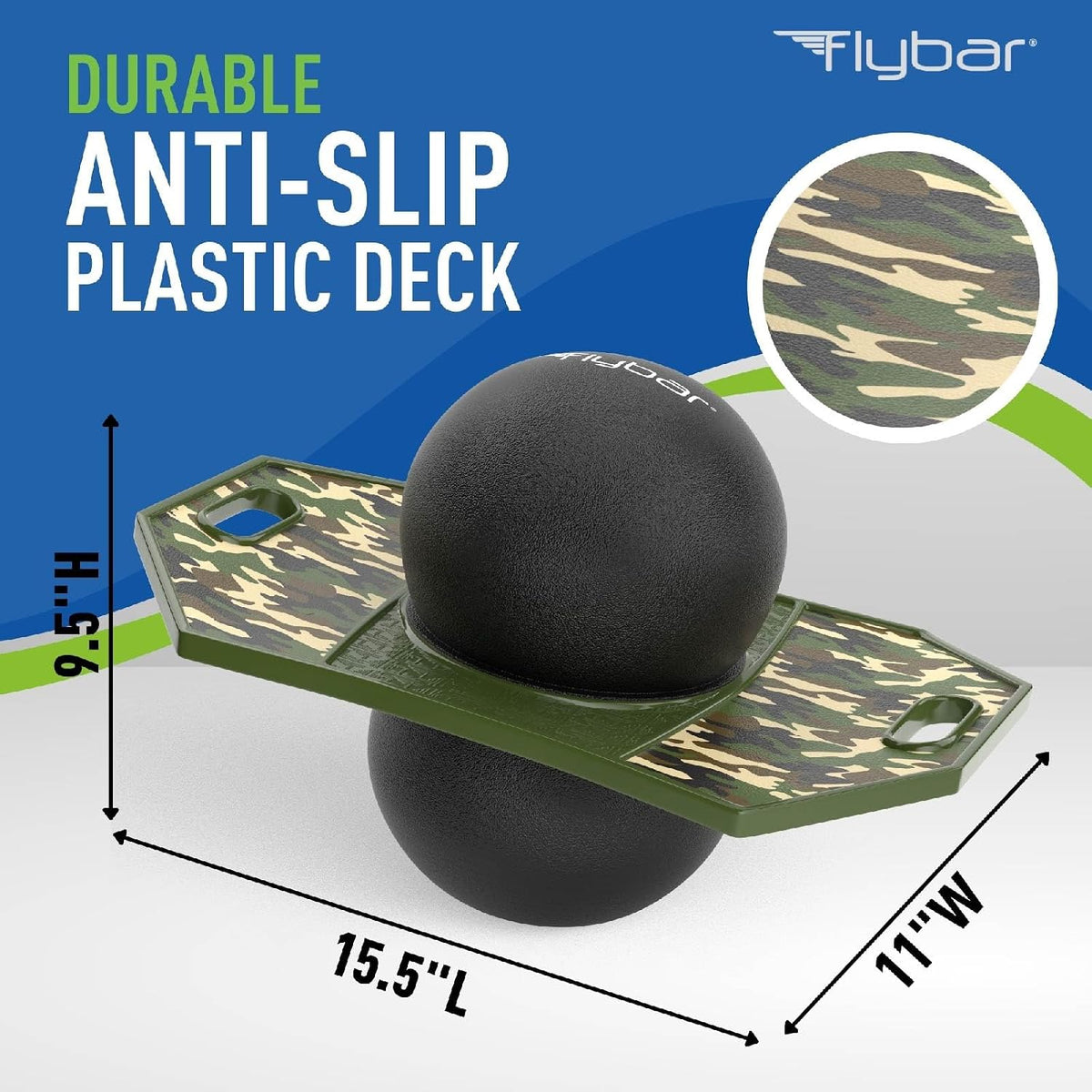 Flybar Pogo - Pelota de truco para niños, tabla de rebote de equilibrio con cubierta antideslizante, bomba incluida, juguetes para interiores y exteriores para niños y niñas, forma divertida de