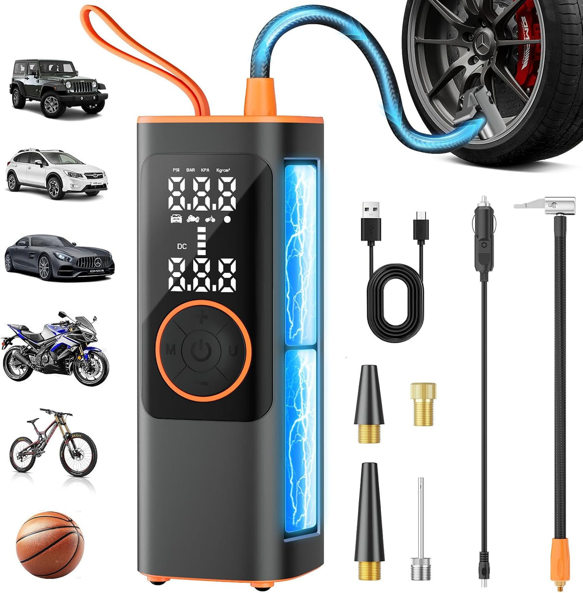 Hexnova Inflador de neumáticos, compresor de aire portátil, 150 PSI...