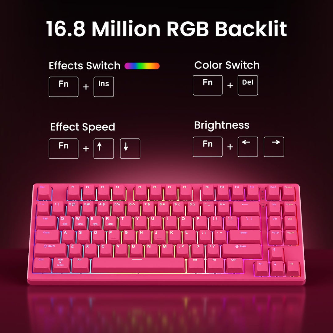 Kisnt KN85 Teclado mecánico silencioso inalámbrico, diseño del 75%,...