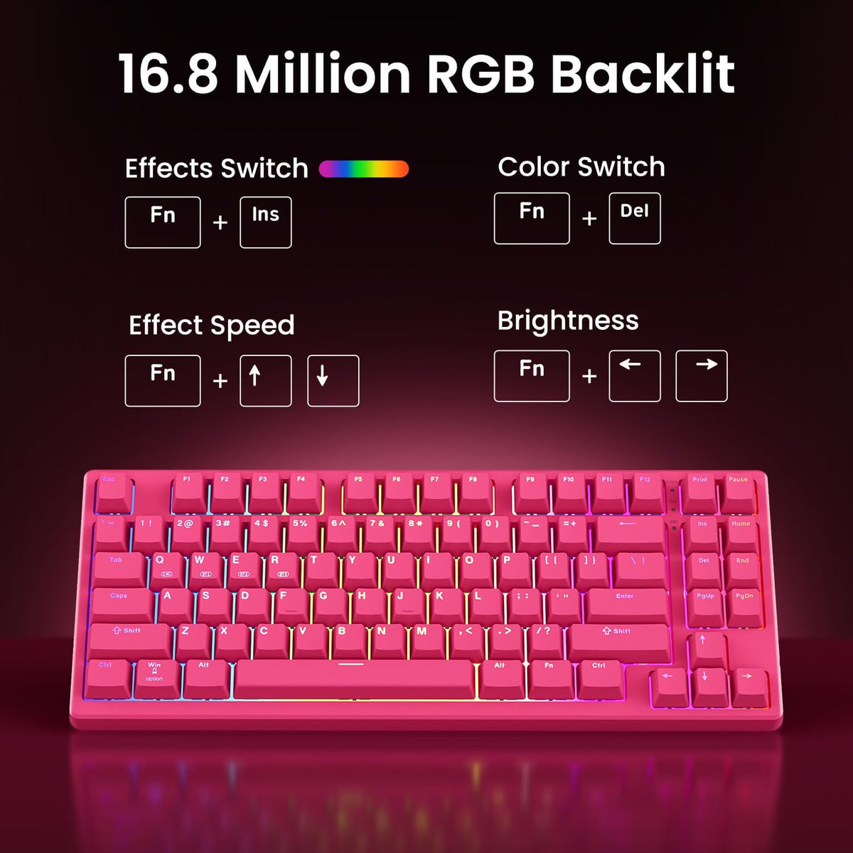 Kisnt KN85 Teclado mecánico silencioso inalámbrico, diseño del 75%,...