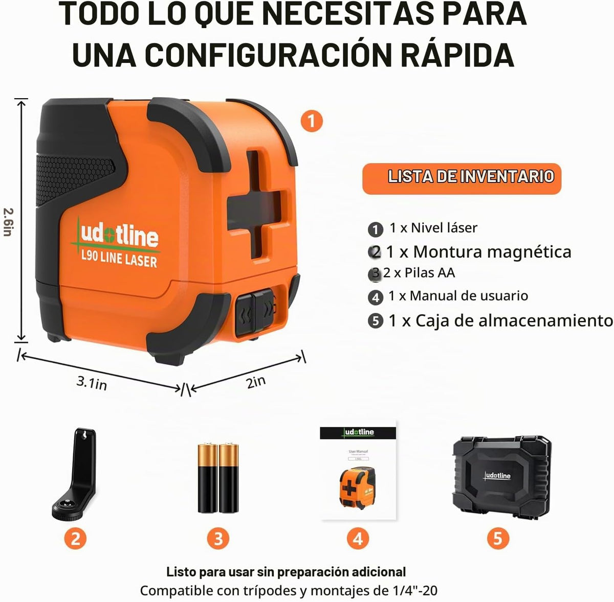 Láser de línea cruzada de bolsillo Green L90 nivel laser nivelador herramientas