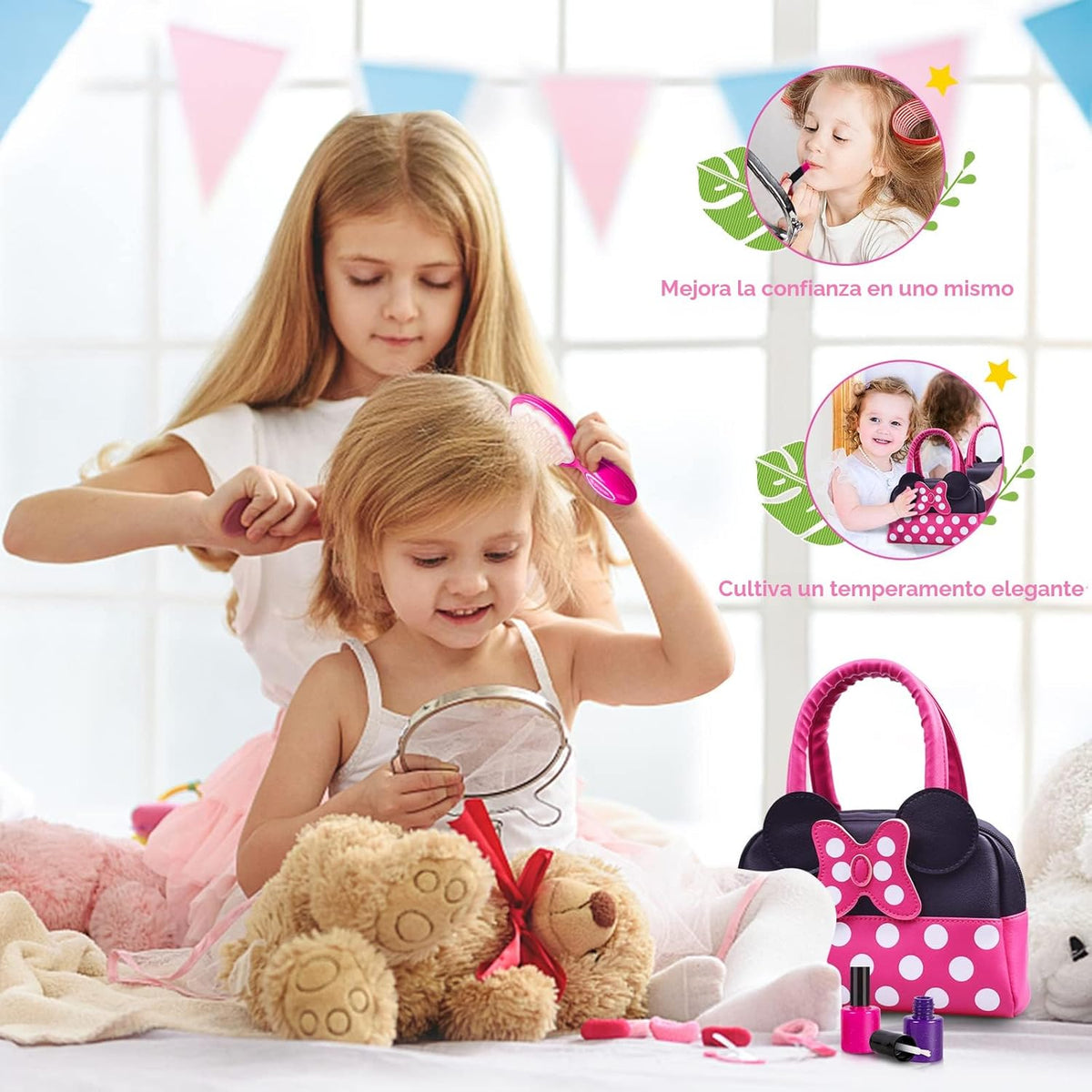 Kaodezhu - Bolso de juego para niñas pequeñas, juego de maquillaje de