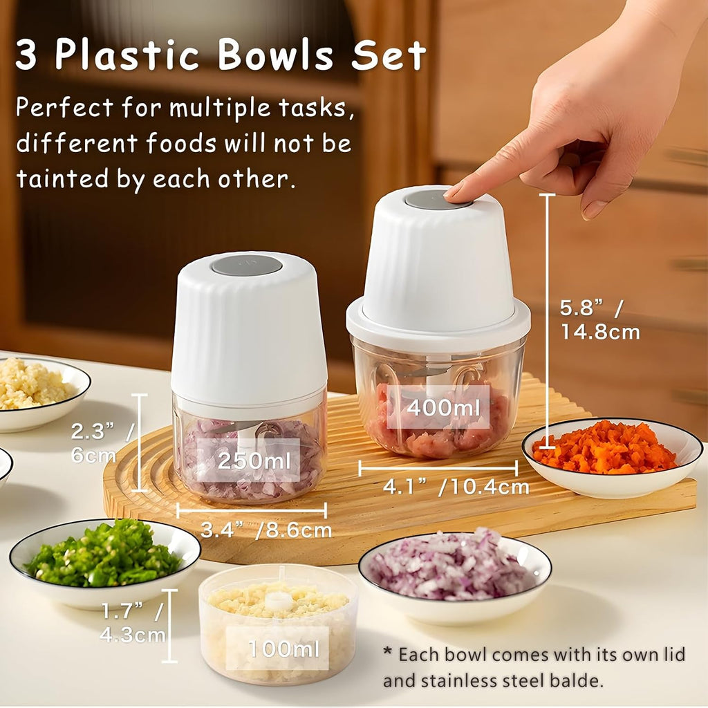 Mini procesador de alimentos inalámbrico Chopper Set w/Multi 3 Bowl (13.5"