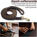 LWBMG Correa de cuero para perro de 8 x 3/4 pulgadas, correas de perro para perros grandes, resistentes, fuertes y suaves, hechas a mano, trenzadas a mano, correa de cuero cómoda para perros grandes