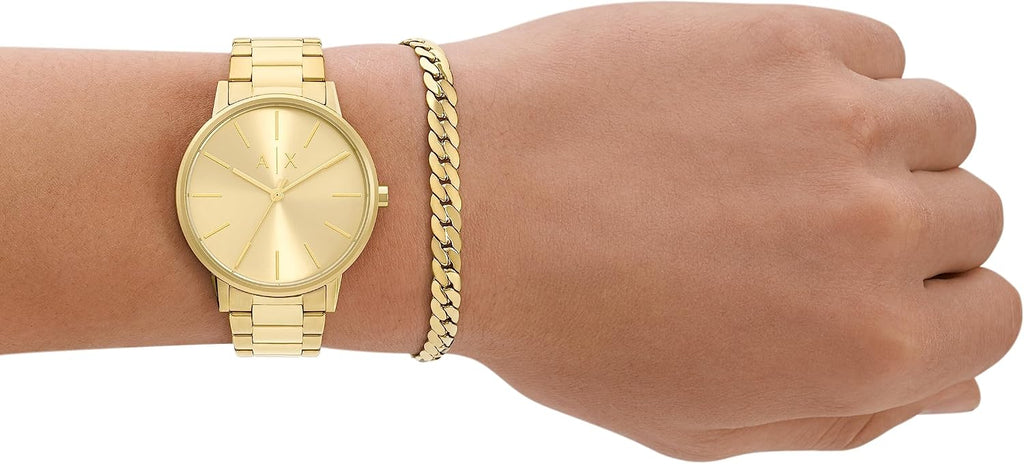 A|X Armani Exchange Reloj para hombre con pantalla analógica de tres manecillas y correa de acero inoxidable o cuero, reloj para hombre