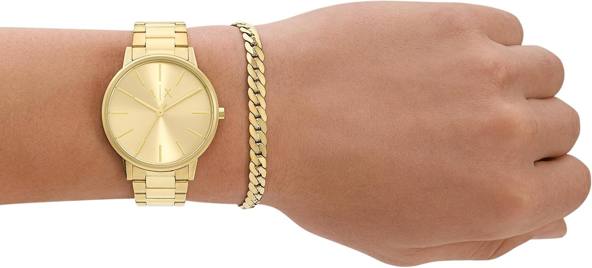 A|X Armani Exchange Reloj para hombre con pantalla analógica de tres manecillas y correa de acero inoxidable o cuero, reloj para hombre