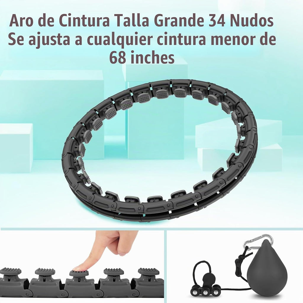OurStarry - Aro de Ejercicio con Peso de 34 Nudos de Tamaño Grande, Anillo Inteligente de Cintura para Pérdida de Peso en Adultos