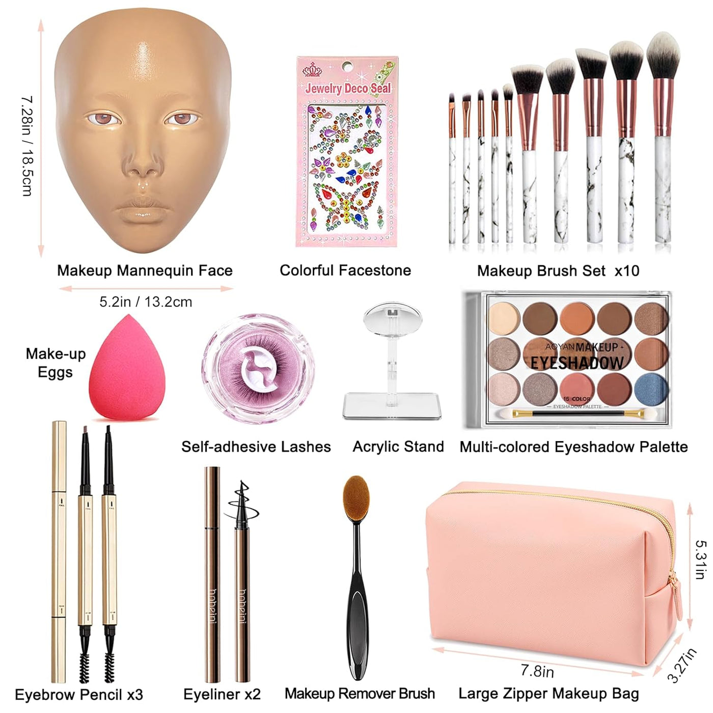 Banugo Tabla facial de práctica de maquillaje, cabeza de maniquí de...