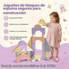 Bloques grandes de espuma de construcción para niños pequeños, juego de bloques de construcción de espuma EVA apilables, no tóxico, lavable, juguetes de construcción de aprendizaje temprano y regalos para niños y niñas (rosa, piezas, 30)