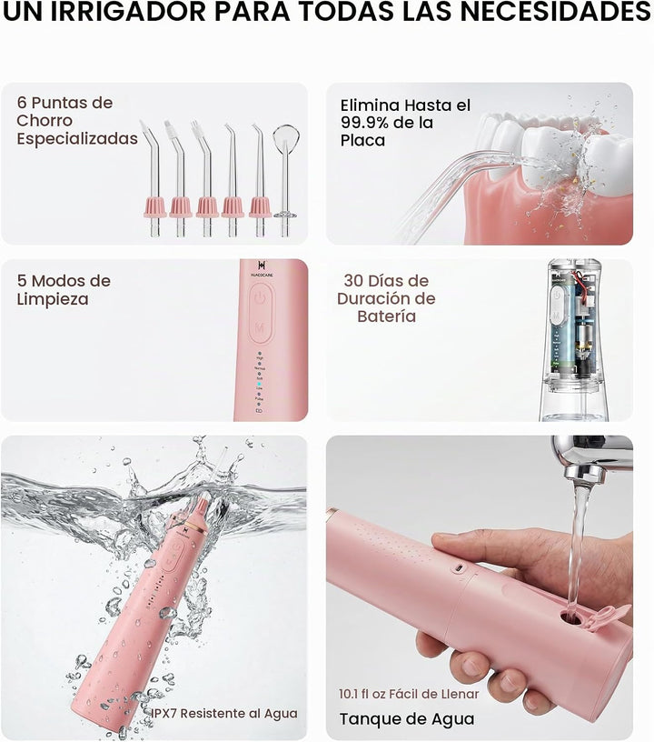 Kit de cuidado dental profesional mejorado: irrigador dental de 5 m...