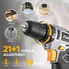 PULITUO Juego de taladro inalámbrico amarillo de 12 V, kit de herramientas para el hogar de 149 piezas con taladro eléctrico y caja de herramientas de almacenamiento, para reparación del hogar, mejora