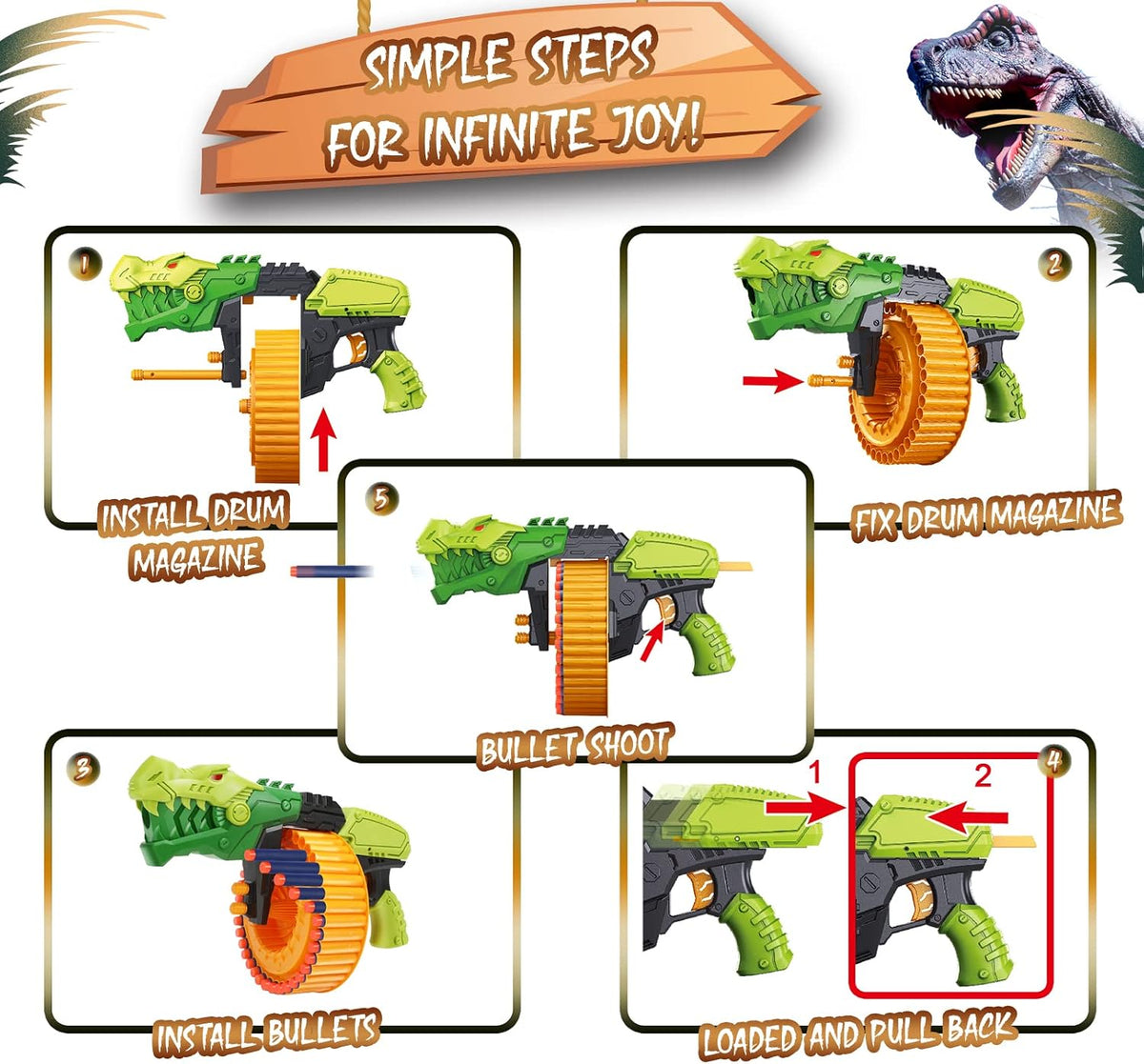 Pistola de juguete con 120 balas de espuma, tambor giratorio de 40 dardos, juego de disparos de pistola de dardos de espuma para actividades en interiores y exteriores, juguetes de dinosaurio, regalos de cumpleaños de Navidad para niños, adolescentes