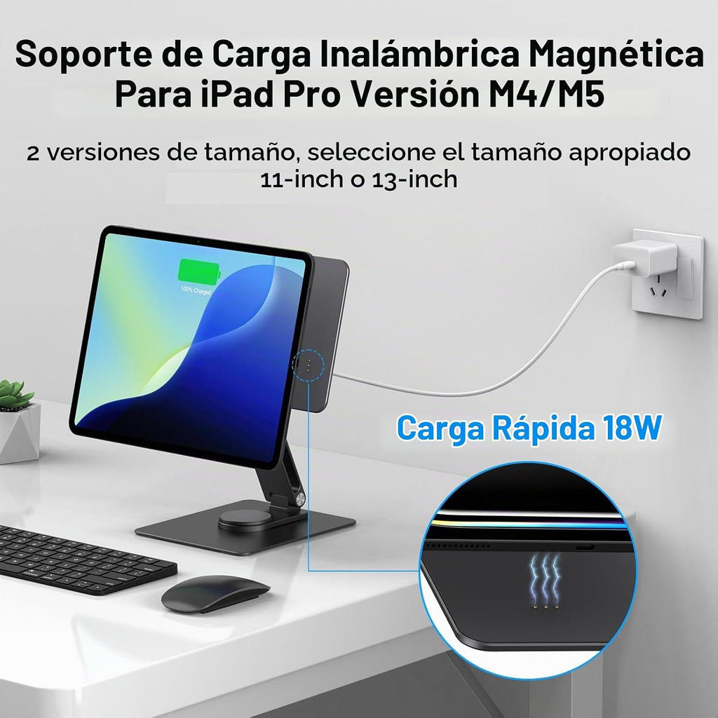 Soporte magnético para iPad Pro de 11 pulgadas con carga inalámbrica para iPad Pro de 11 pulgadas