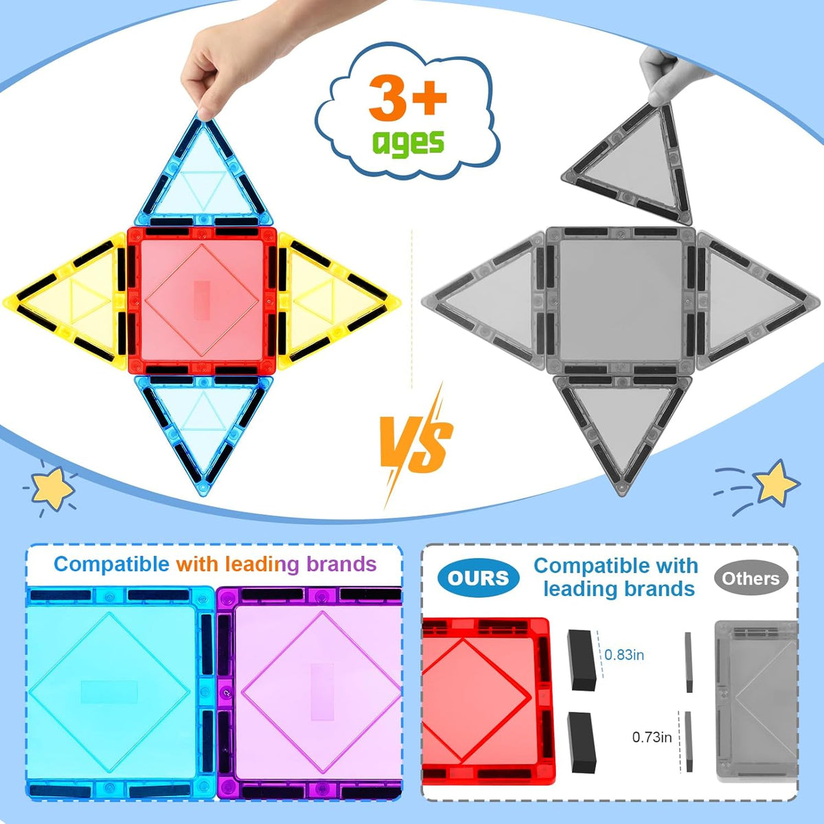 100 PIEZAS Azulejos Magnéticos Juguetes para Niños - Juego de Const...