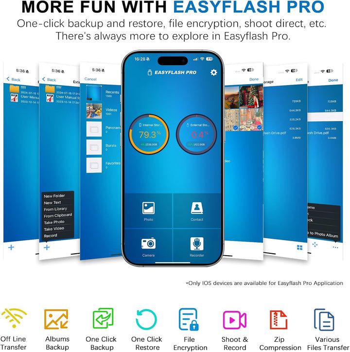 Unidad flash para iPhone 256GB, 4 en 1 USB tipo C, memoria USB tipo...
