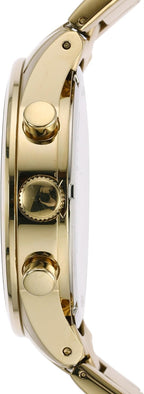Conjunto de regalo de reloj de acero inoxidable con cronógrafo para él y ella, tono dorado