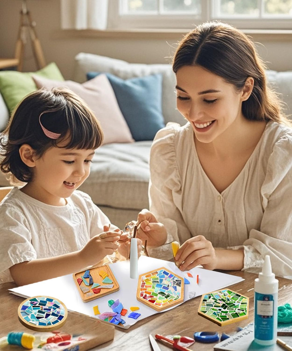 Kit de posavasos de mosaico para niños, paquete de 4