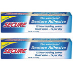 Secure Adhesivo impermeable para dentaduras postizas, sin zinc, 1.4 Ounce (Pack of 2)