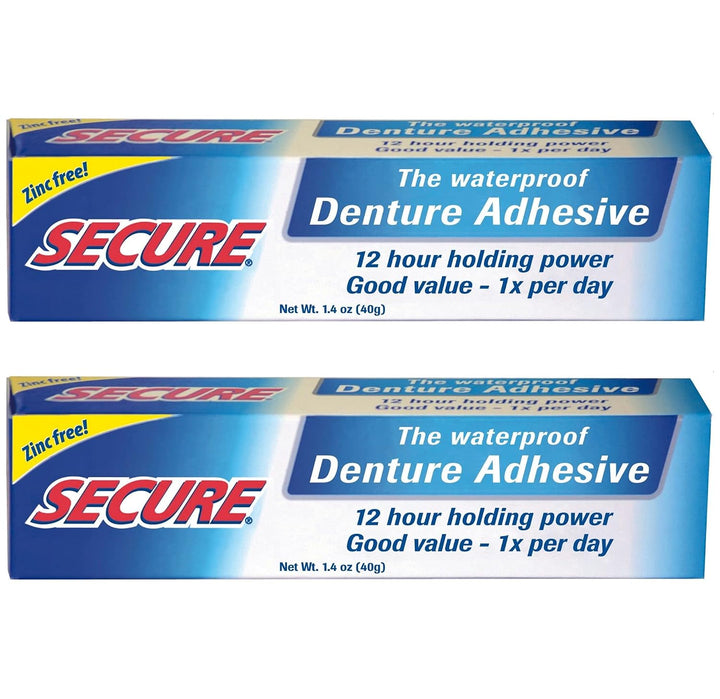 Secure Adhesivo impermeable para dentaduras postizas, sin zinc, suj...