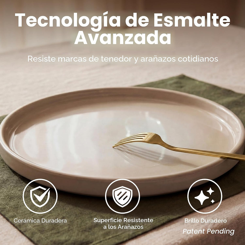SMIRLY Juego de vajilla de cerámica para 4, 12 piezas, juego de platos y