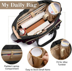 PASMAN Bolsa de mano para profesores para mujer, bolsa estructurada, Púrpura, 15.6 pulgadas