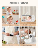 Jartoo Monitor de bebé sin WiFi con soporte de suelo, monitor de ví...