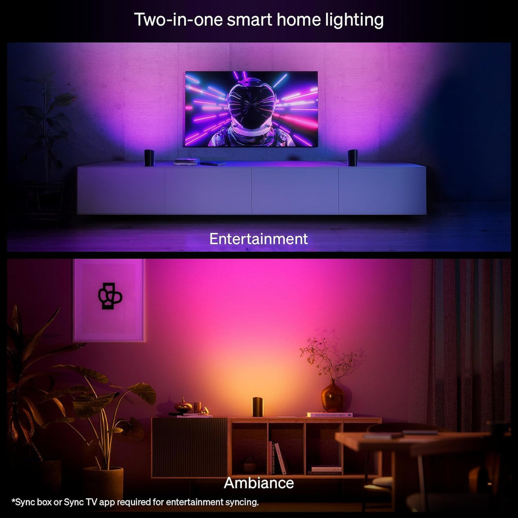 Lámpara Philips Hue Play - Lámpara de pared inteligente (blanca), luz blanca y de color con tecnología ColorCast, compatible con Bluetooth - paquete de 2