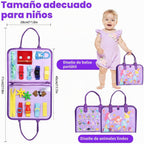 Juguetes Montessori de tablero ocupado, regalos de cumpleaños para niñas, juguete sensorial de viaje para autismo, libro de actividades educativas, aprendizaje preescolar, juguetes de habilidades motoras finas, morado