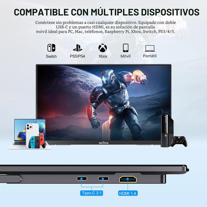 InnoView Monitor portátil grande de 23.8 pulgadas FHD 1080P 144Hz U...