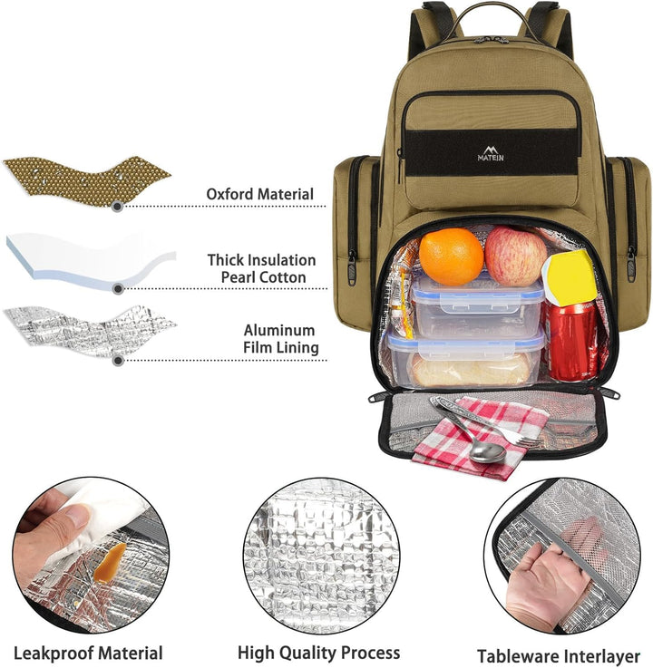 Mochila de almuerzo para hombre, mochila grande con aislamiento par...