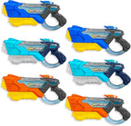 Paquete de 6 pistolas de agua para niños de largo alcance, 20.3 fl oz, colorido súper Blaster remojo con tanque de agua visible transparente, piscina, verano, playa, juguetes de lucha al aire