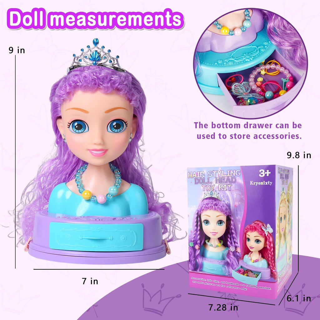 Maquillaje de cabeza de muñeca 4 en 1 para peinar el cabello para