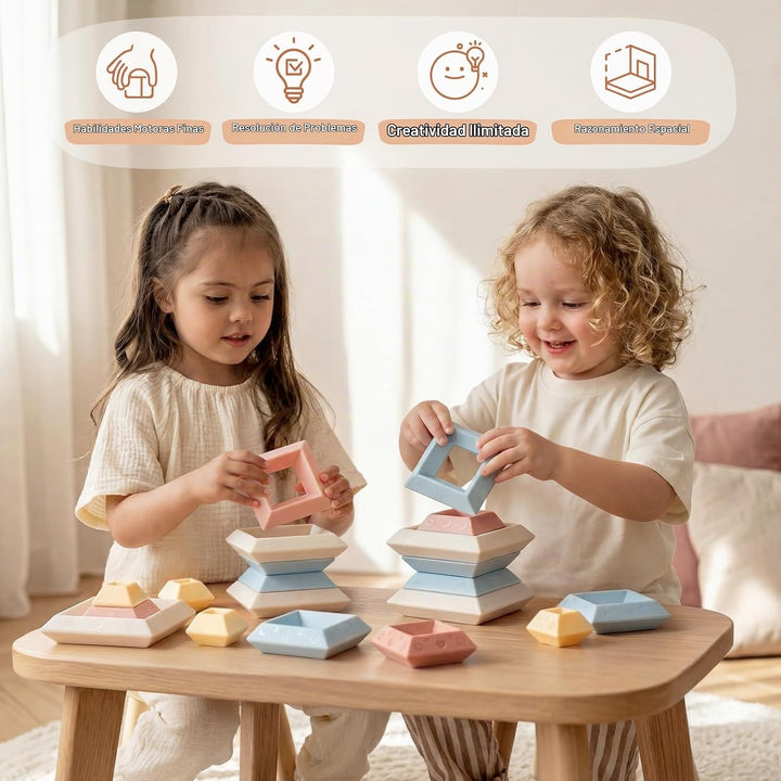 Joyreal Montessori - Bloques apilables para niños pequeños de 1 a 3...