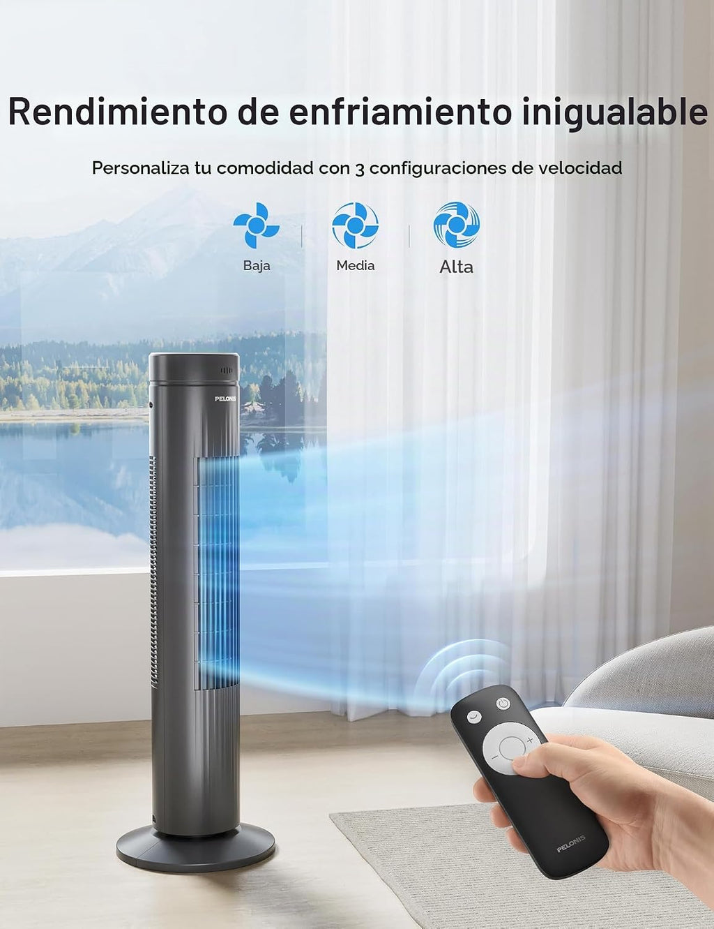 PELONIS Ventilador de torre oscilante de 30 pulgadas para dormitori...