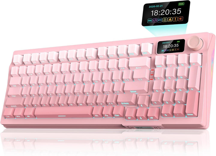 RedThunder Teclado mecánico inalámbrico K95, pantalla y perilla TFT...