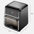 Chefman Horno freidora de aire 5 en 1 de 12 cuartos de galón con temporizador digital, pantalla táctil y 12 ajustes preestablecidos, horno de convección de encimera de tamaño familiar, piezas aptas para lavavajillas