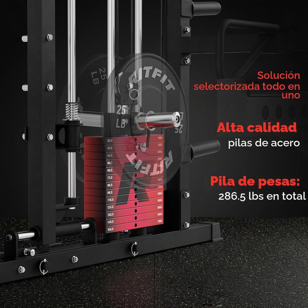 RitFit Máquina de M2 3D Smith con la pila de acero del peso, jaula del