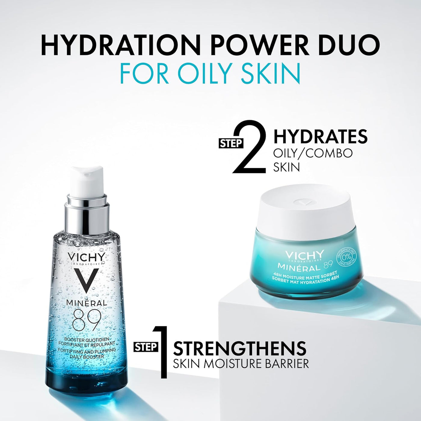 Vichy Mineral 89 Fragrance Free Cream, Moisture Boosting Cream with...