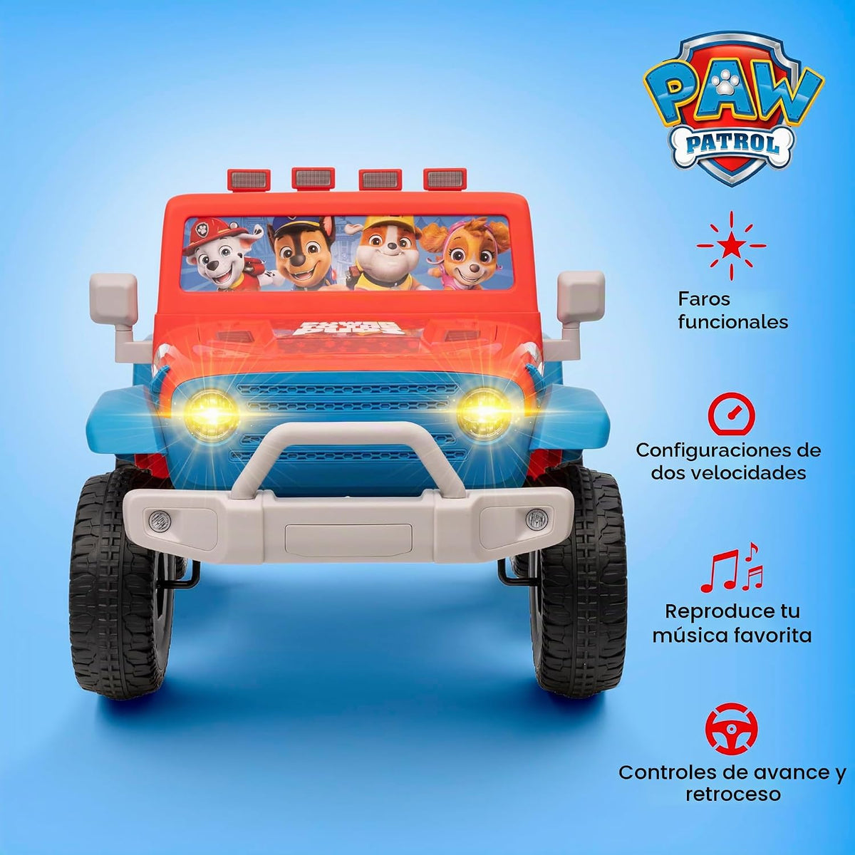 Paw Patrol - Jeep de paseo infantil de 12 V con batería recargable