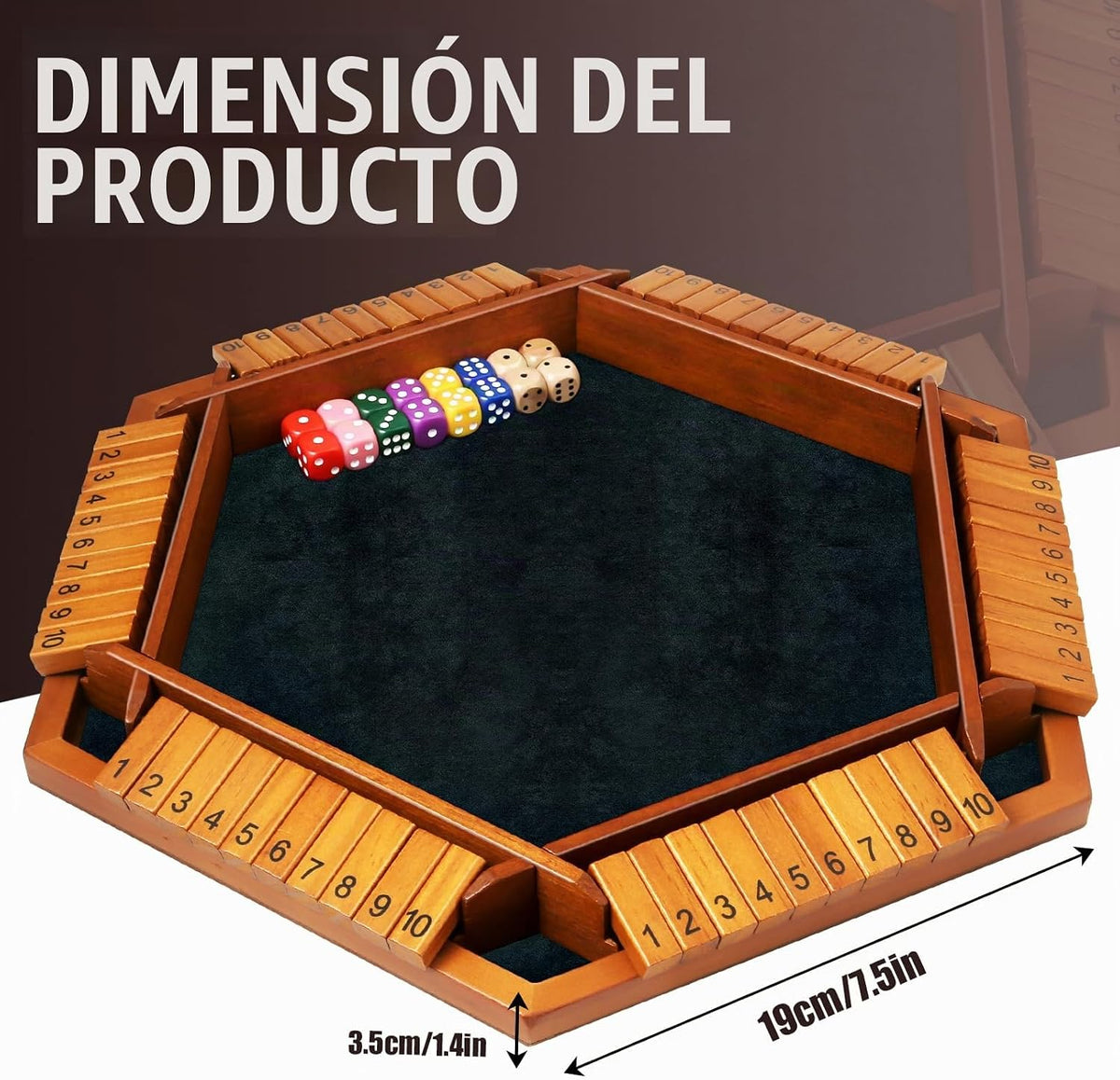 Juego de mesa de dados "Shut The Box" para 1-6 jugadores, juego de mesa de madera con 16 dados e instrucciones, juego de mesa clásico "Close The Box" para adultos, niños, familia, aula, hogar