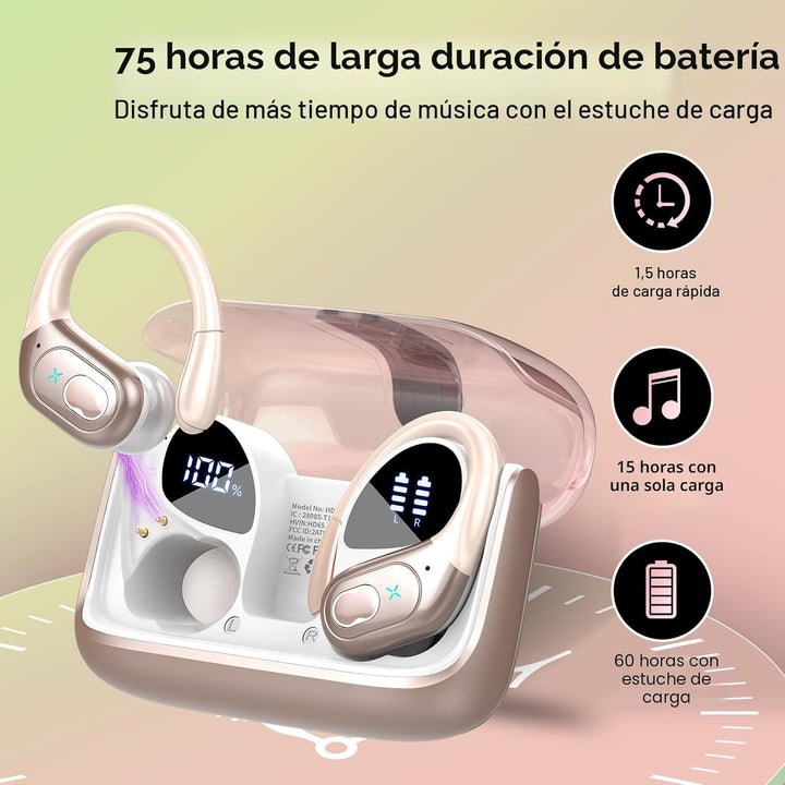 Aptkdoe Auriculares inalámbricos Bluetooth 5.4 de 75 horas para dep...